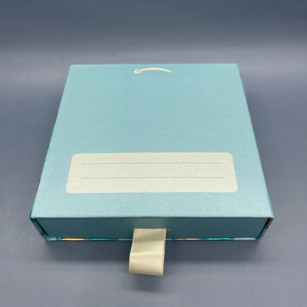 Mermaid Scale Gift Card Box, Teal and Gold, EUC